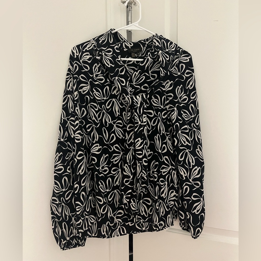 Long Sleeve Blouse | Ted Baker London| Bows | Dark Navy